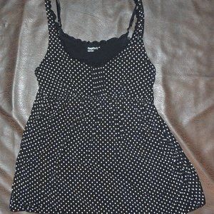 Gap Body Black & White Polkadot A-Line Swing Tank Top